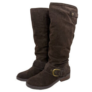 Kelly & Katie Fannie Slouch Knee High Suede Boot 8.5 M Brown Shearling Lined EUC